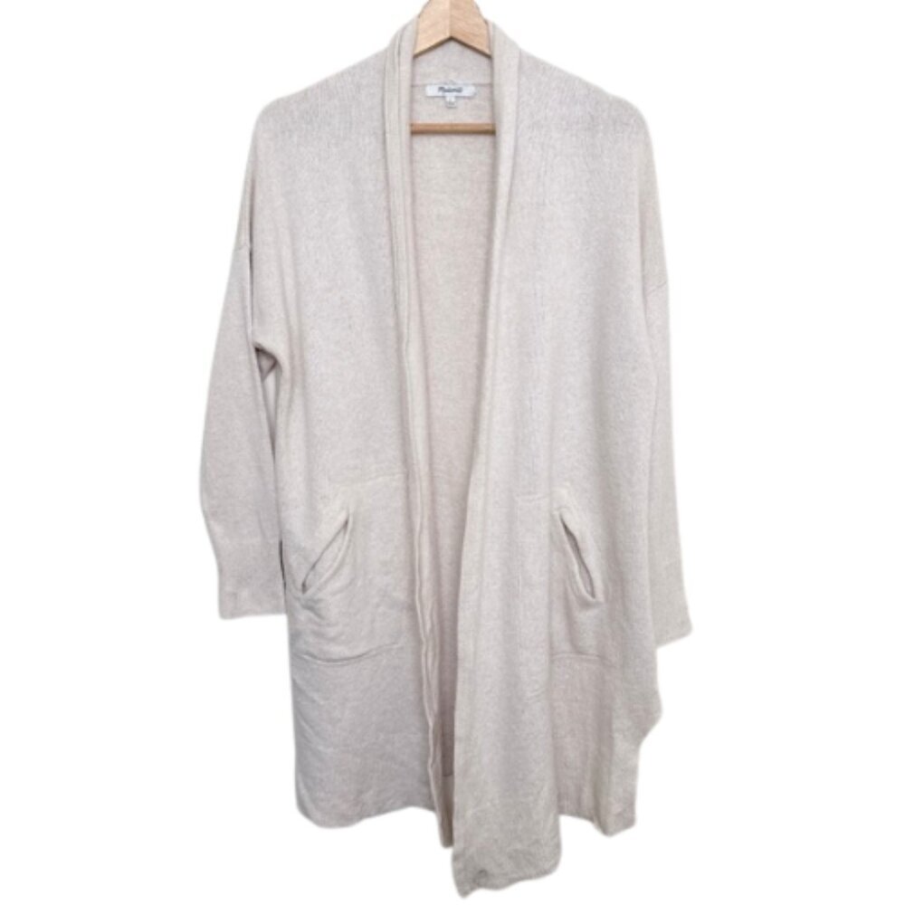 Madewell Womens Small Merino Wool Long Line Shawl Cardigan CN Ivory